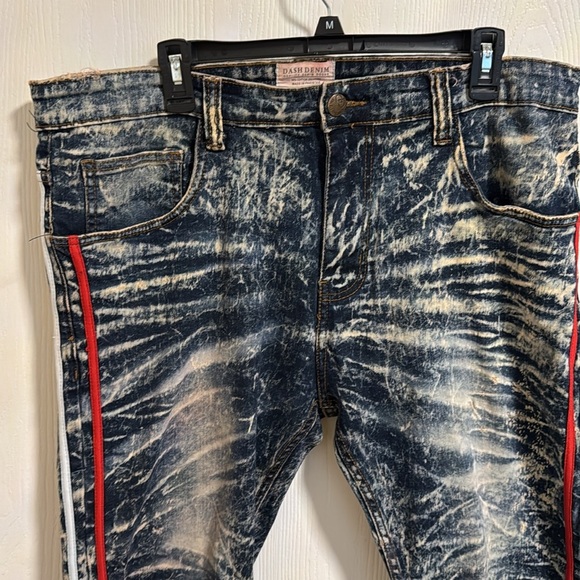 Dash Denim Men’s Paint Splashed Distressed Jean Shorts Size 40 Stripe Summer Fun - Picture 2 of 12